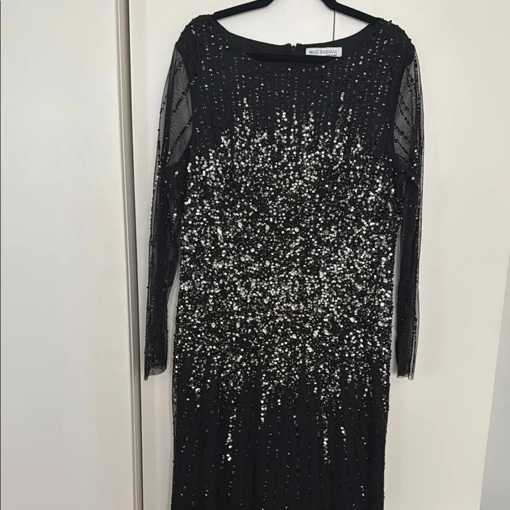 Elegant Black Sequin Evening Gown - Picture 6 of 11